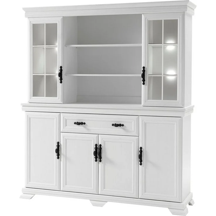 OTTO home Buffet Royal, Hochschrank im Landhausstil, eleganter Schrank, Küchenschrank dekorative Rahmenoptik, Metallgriffe, viel Stauraum, 168 cm breit – Bild 1