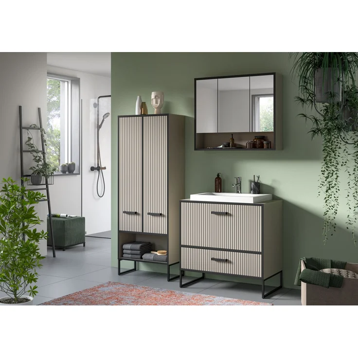 Spiegelschrank (B/H/T: 80x68x19 cm) in Kaschmir Nachbildung – Bild 6