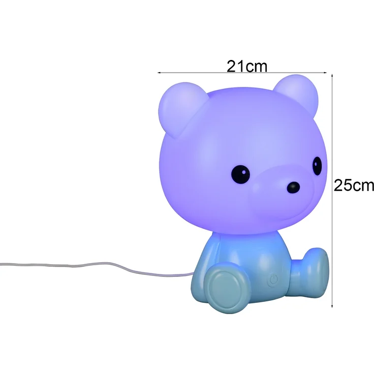 Ausgefallene USB Tischlampe Teddy mit RGB Farbwechsel, Blau, Höhe 25cm – Bild 4