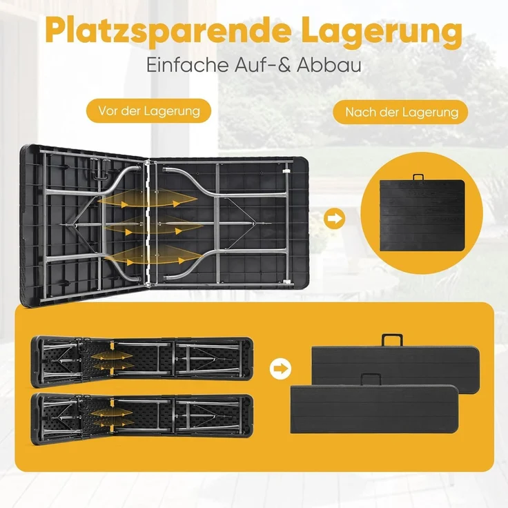 Sekey Bierzeltgarnitur Klappbar Campingtisch Set Schwarz – Bild 4