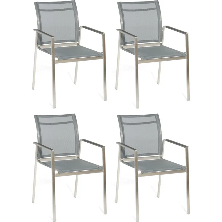 Sonnenpartner 4er-Set Stapelstühle Solicity Edelstahl/Textilen anthrazit Stapelstuhl