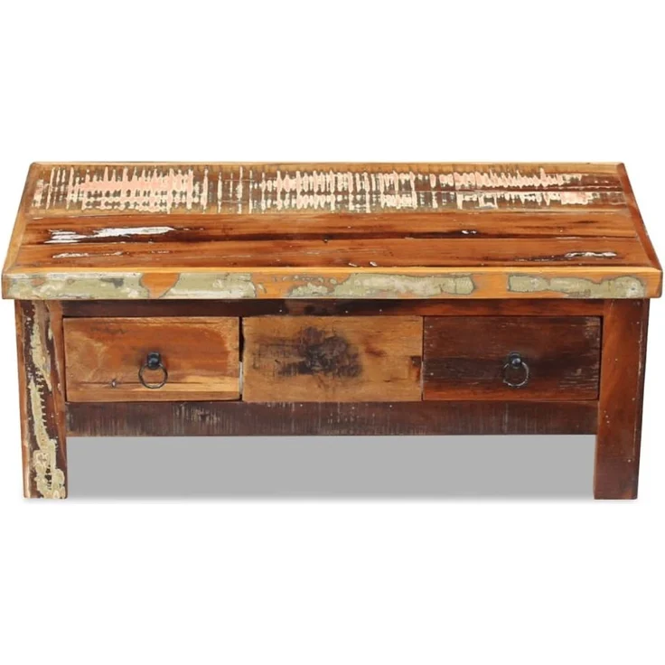 vidaXL Couchtisch mit Schubladen Altholz Massiv 90x45x35 cm 243321 – Bild 5
