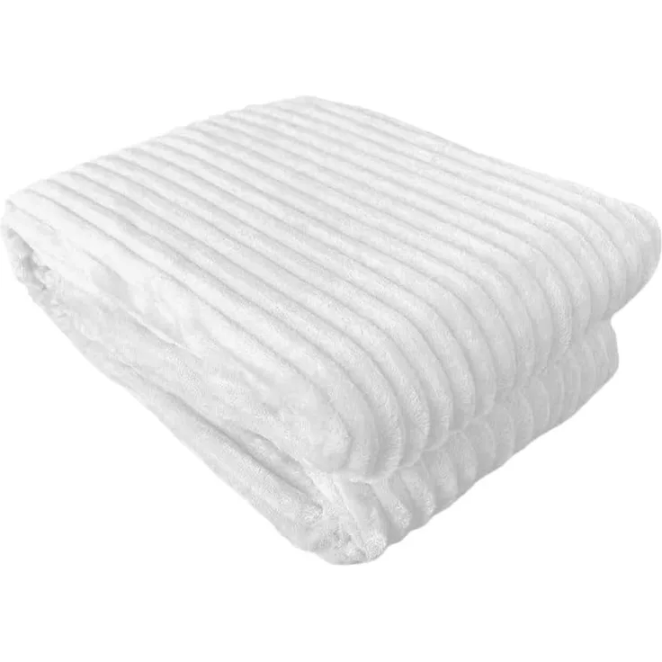 Vewotex warme Wohndecke in Cordoptik, Antipilling Effekt, Polyester, Weiß, 200 x 150 cm