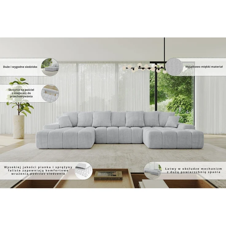 ALTDECOR Wohnlandschaft ENSI-U, Sofa Praktische Bequeme Funktionsecke Couch L-Form Eckcouch, Corner Sofa L-Form Vielseitige Sofa Wohnlandschaft Wohnzimmer – Bild 8