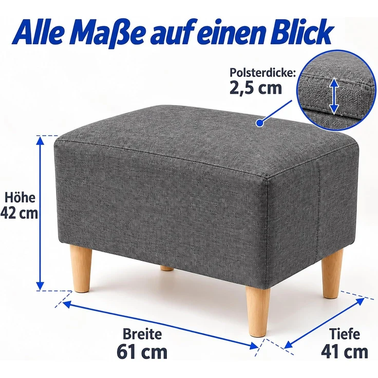Relaxdays Fußhocker gepolstert – Bild 3