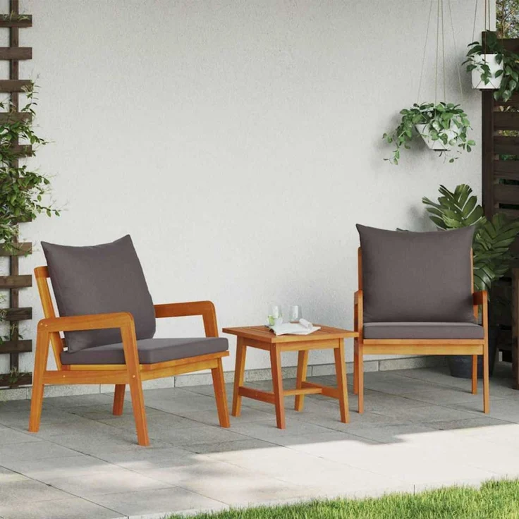 vidaXL Bistrogarnitur 3 stk. Braun Massivholz Akazie 4106460 – Bild 1