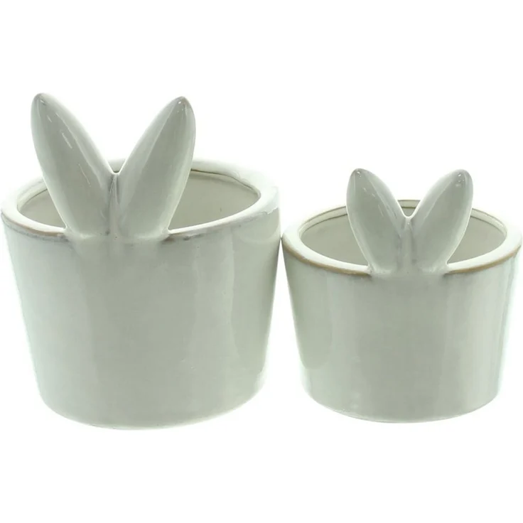 Dekoleidenschaft Blumentopf "Hasenöhrchen" aus Porzellan, Pflanztopf, Übertopf klein, Osterdeko (2 St, im Set), in creme-weiß & beige – Bild 3