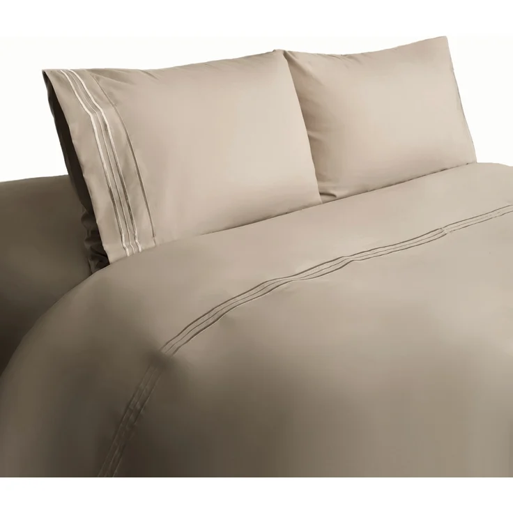 Bettwäsche 200 x 220 cm mit 2 Kissenbezüge 50 x 70 cm - 4-teilig für 2 Personen Braun – Bild 2