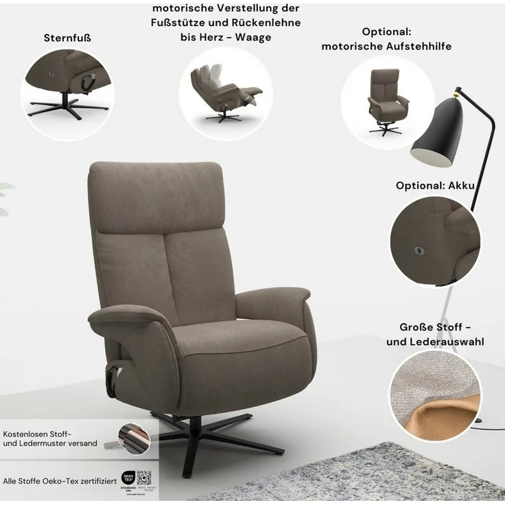 sit&more TV-Sessel Triple Seven Xtra large, bis 200kg belastbar, mit Herz-Waage Funktion, inkl. Kopfteil- & Drehfunktion, wahlweise mit Akku und Aufstehhilfe – Bild 4