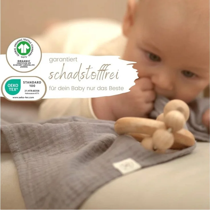 Babydecke Mulltücher 3er-SET gekreppt, Spucktuch 64x64 100% GOTS BIO-Baumwolle, DIKOS, PREMIUM Qualität atmungsaktiv, nachhaltig, plastikfrei, kuschelweich – Bild 2