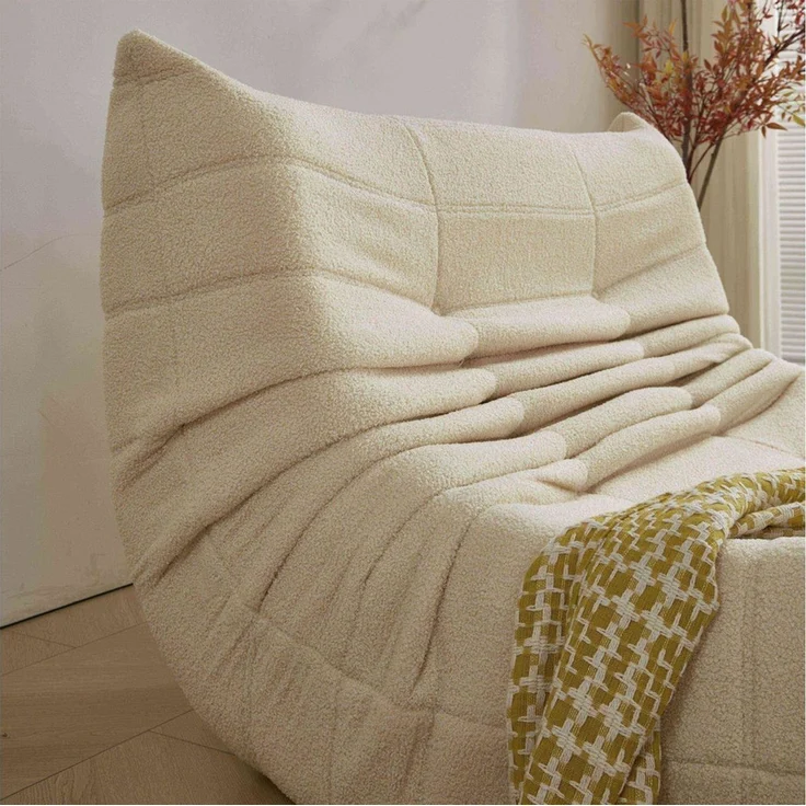HAUSS SPOLE Sitzsack 2-Sitzer Lazy-Sofa aus Teddy-Samt, modernes Design, Wohnzimmer Beige (1 St), Relaxsessel Polstermöbel – Bild 4