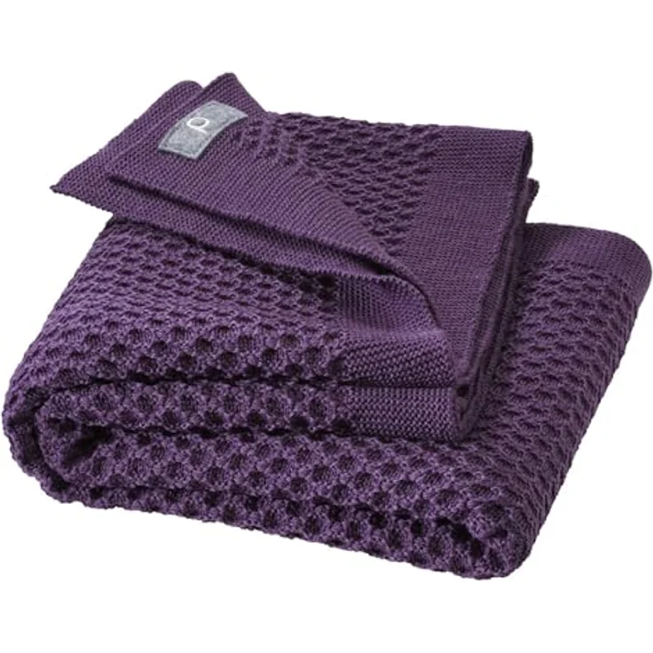 Disana Waben-Strickdecke 80x100 cm Aubergine – Bild 2