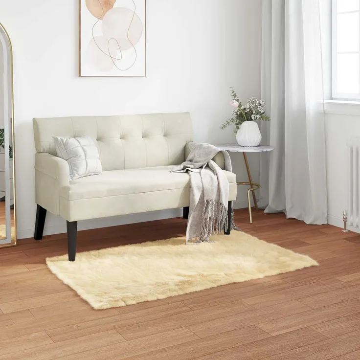 vidaXL Teppich aus Kunstschaffell TAFALLA Creme 80 x 150 cm Polyester 42021500