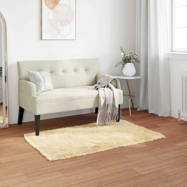 vidaXL Teppich aus Kunstschaffell TAFALLA Creme 80 x 150 cm Polyester 42021500 – Bild 1