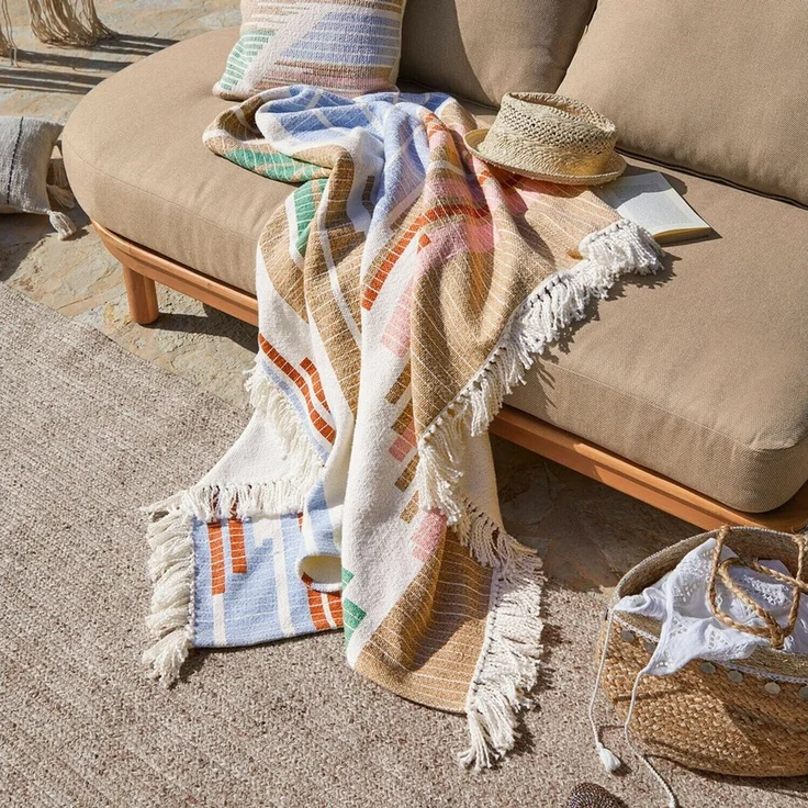 Mirabeau Tagesdecke Plaid Amapina bunt, stilvolles Interieur, Weich gewebt, Reine Baumwolle – Bild 2