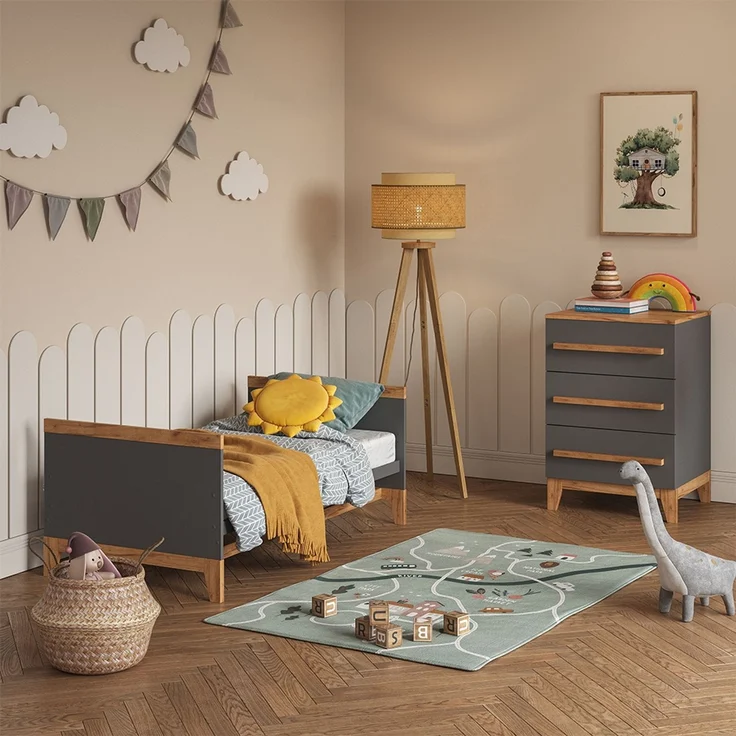 Kommode Malia Grau/Artisan 60 x 88 cm mit 3 Schubladen Vitalispa – Bild 5