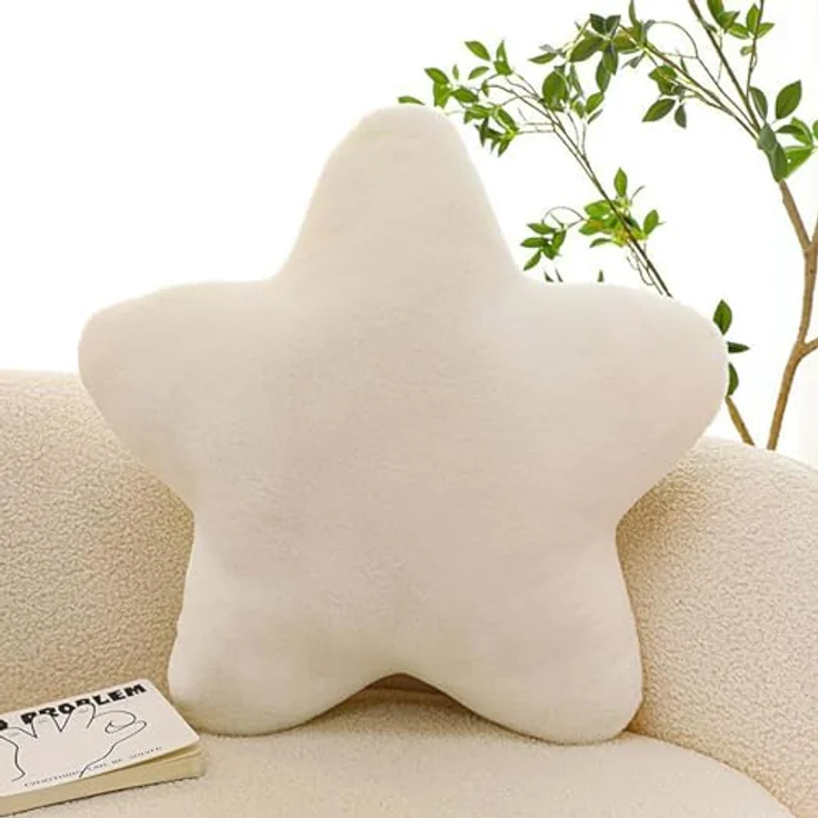 Kuschelkissen Kinder Sternkissen, Plüsch Kissen Dekokissen für kuschelecke kinderzimmer, Weiche Flauschige Sternform Zierkissen Sofakisse für Heimdekoration (Weiß,30CM) – Bild 2