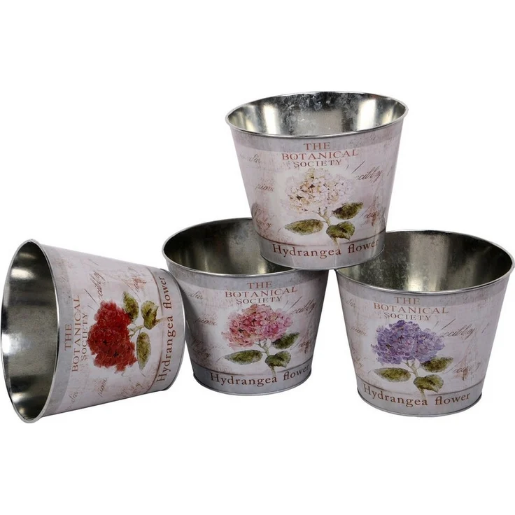 UNUS GARDEN Blumentopf Topf Zink rund Hortensie 4er Set – Bild 5