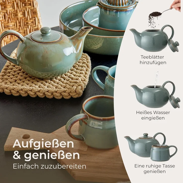 Bloomingville Kanne Bloomingville Pixie Teekanne Grün Steingut, 825 l, (Packung) – Bild 3