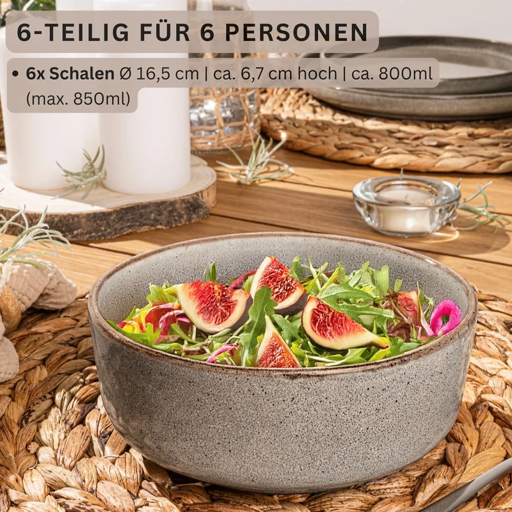 SÄNGER Schalen Set Kairo Graphit - 6 teilig aus Steingut – Bild 2