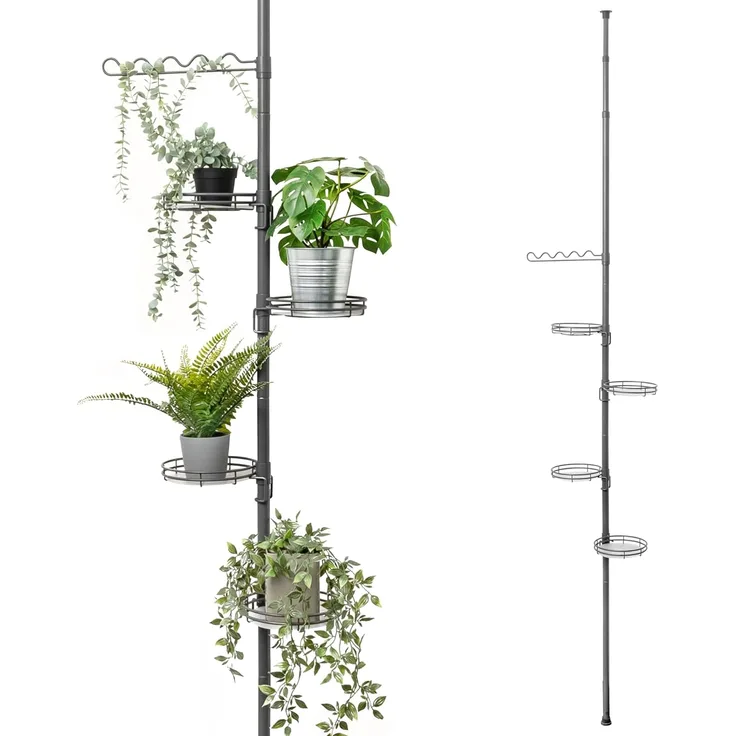 bremermann Blumenständer Teleskop-Blumenregal mit 4 Ablagen, höhenverstellbar, grau