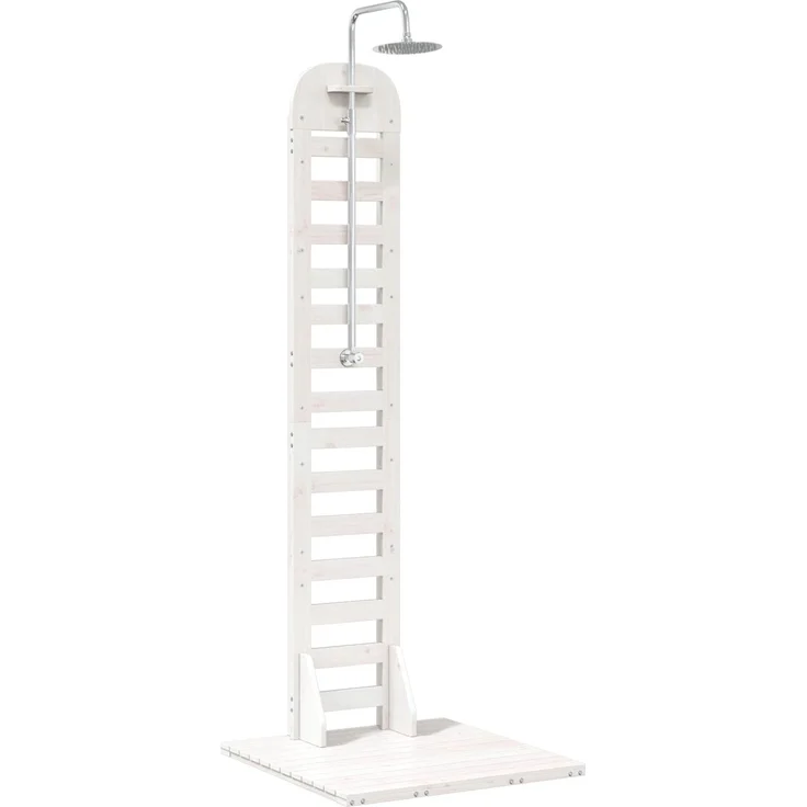 vidaXL Gartendusche 223 cm Massivholz Kiefer und Edelstahl Weiß 886329 – Bild 2