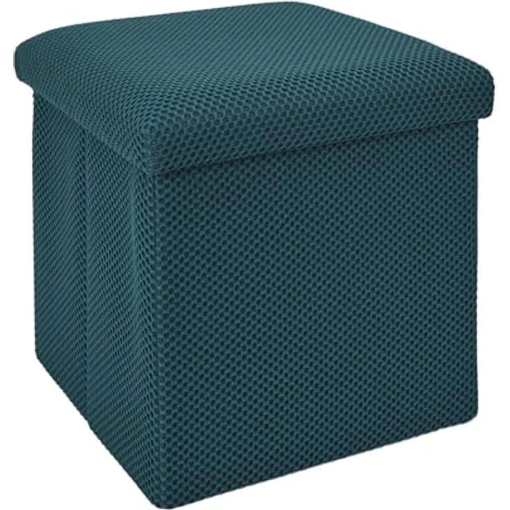 HOME DECO FACTORY, HD0504, Faltbare Ottoman-Truhe, zeitgenössisches Design, multifunktional, praktisch und bequem, ideal für Wohnzimmer oder Schlafzimmer, Größe M, Farbe Blau – Bild 1