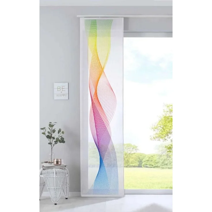 Flächenvorhang 245x60 – Wellenmuster Bunt/Blau/Schwarz Regenbogen – Bild 2