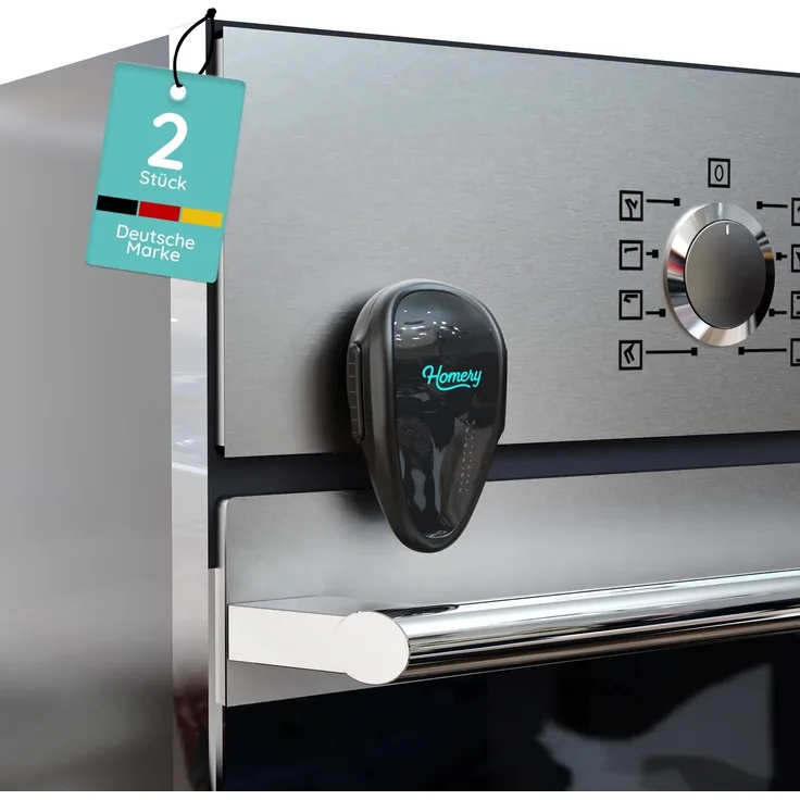 Backofen Kindersicherung von Homery, 2 Stück Backofentür-Sicherung, Schutz für Baby und Kleinkind - Einfache Installation ohne Bohren (2 Stück,Schwarz)