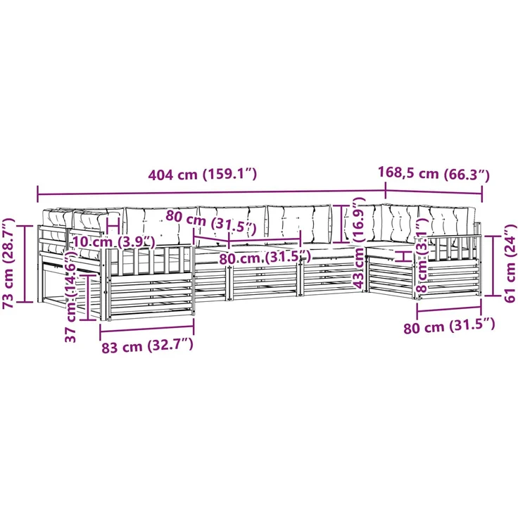 vidaXL Outdoor-Sofagarnitur 7 stk. 7-Sitzer Weiß und Anthrazit 3391077 – Bild 9