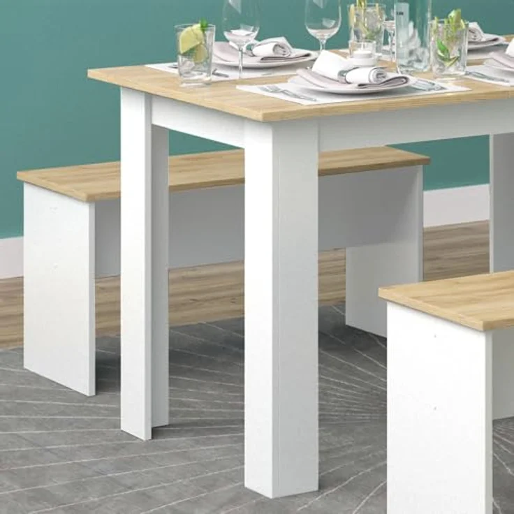 Vicco Eckbankgruppe 'Sentio', Weiß, Esszimmer mit Tisch und 2 Bänken, Holzwerkstoff, 112x73x73.6 cm – Bild 5
