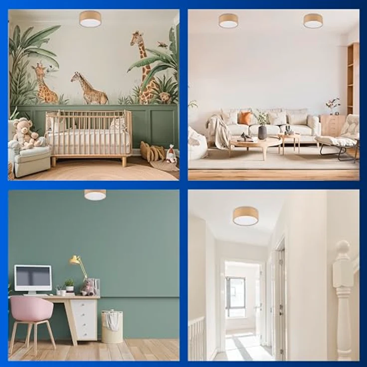 REV Deckenleuchte - Deckenlampe rund 30cm mit Stoff-Lampenschirm im modernen Look – ideal für Schlafzimmer, Wohnzimmer & Kinderzimmer, jute – Bild 5