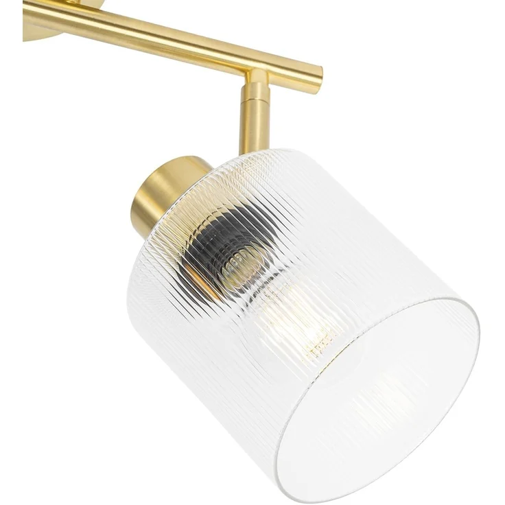Qazqa LED Aufbaustrahler Laura, ohne Leuchtmittel, E27, Gold, Art Deco, Glas, 2-flammig – Bild 6