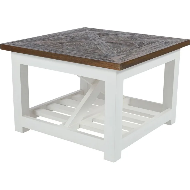 CLP Couchtisch Bastrop 60x60 cm quadratisch rustikal Sofatisch in Landhausstil,braun