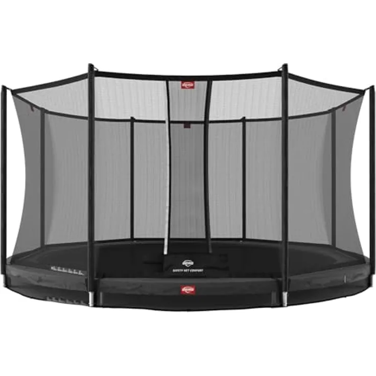 Berg Trampolin InGround Favorit 430 cm grau, inkl. Sicherheitsnetz Comfort, unauffällig im Garten, 120 kg max. Benutzergewicht, korrosionsgeschützt