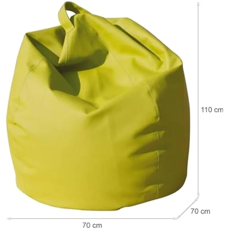 Dmora Eleganter Sitzsack, gelbe Farbe, Maße 80 x 120 x 80 cm – Bild 3