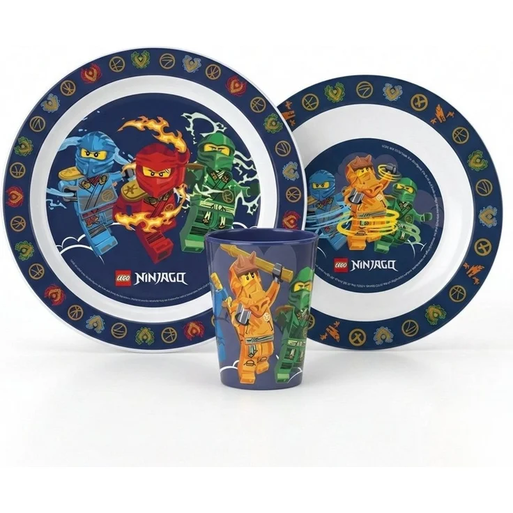 LEGO® Kindergeschirr-Set LEGO Ninjago Kinder Geschirr-Set 3-teilig Teller Schüssel Becher 260 (3-tlg), 1 Personen – Bild 1