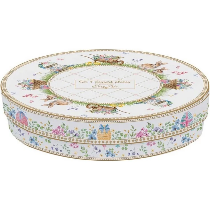 EasyLife Kuchenteller Spring Bloom, Spülmaschinengeeignet, Mehrfarbig, Motiv: Hasen & Blumenkörbe, Höhe: 1 – Bild 2