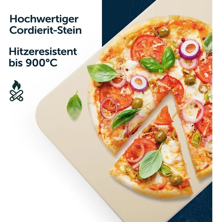 Blumtal Pizzastein für Backofen 38x30 cm aus Cordierit-Stein bis 900 C° eckig für Grill – Bild 3