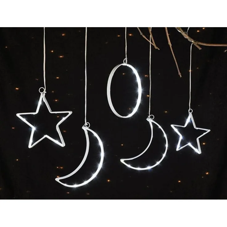 Lichterkette warmweiß Mond und Sterne LED Dekolicht Beleuchtung Deko