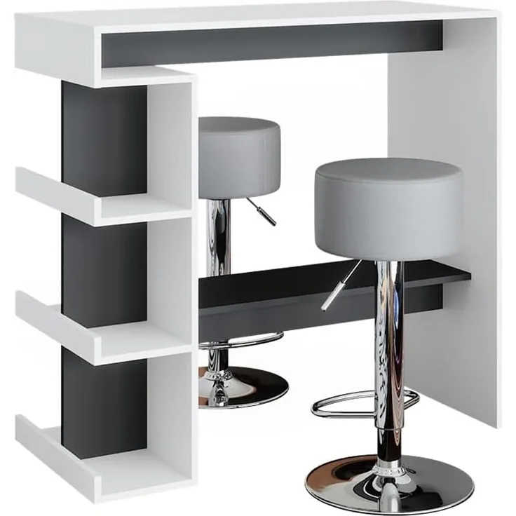 Bartisch-Set Dana Weiß 108 x 50 cm mit 2 Barhockern Vicco