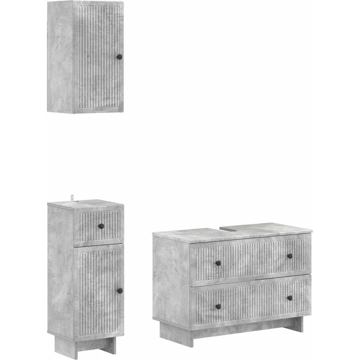 vidaXL 3-teiliges Badezimmer-Schranksystem EDE Betongrau Holzwerkstoff 3417741 – Bild 2