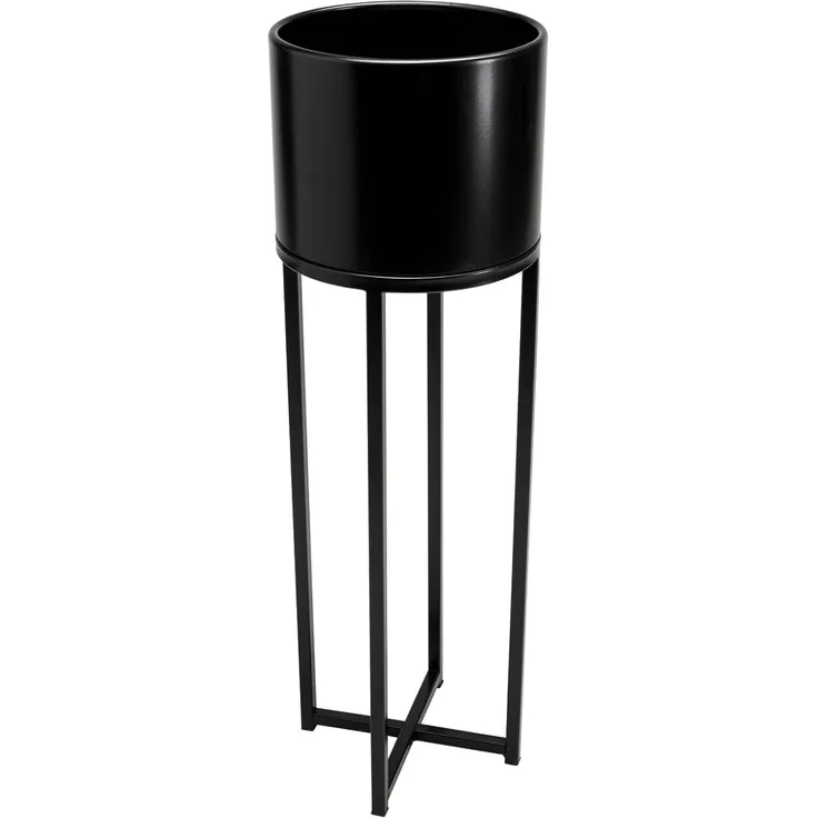 VIVANNO Blumentopf Blumentopf auf Ständer, mit Beinen ELEVATE CROSS - Schwarz Matt