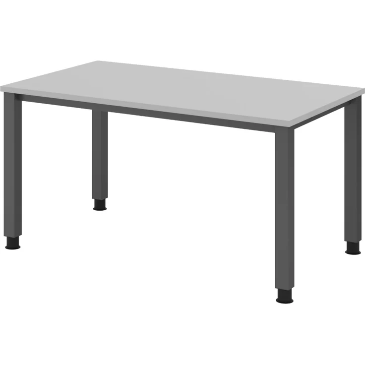 bümö manuell höhenverstellbarer Schreibtisch 140x80 cm in grau, Metall-Gestell: Graphit - PC Tisch höhenverstellbar & belastbar bis 140 kg, Büro- und Computertisch, QS-14-5-G – Bild 1