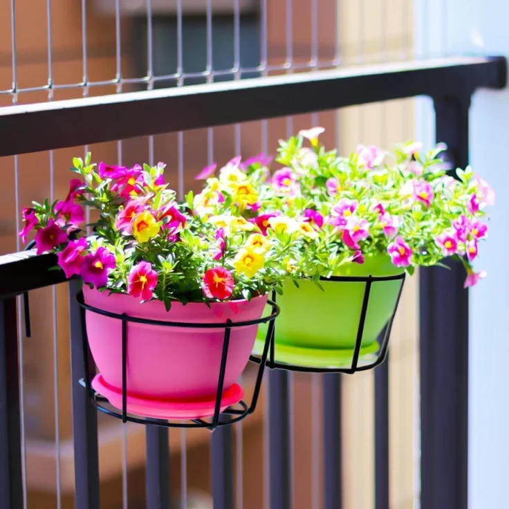 Balkon Blumen Topf Halter, 5 StüCk, Eisen, Platzsparend, Schwarz – Bild 3