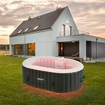 AREBOS Aufblasbarer Whirlpool mit LED Beleuchtung, In- & Outdoor, oval 190x120 cm, für 2 Personen, 90 Massagedüsen, Heizung, 550 Liter, inkl. Abdeckung