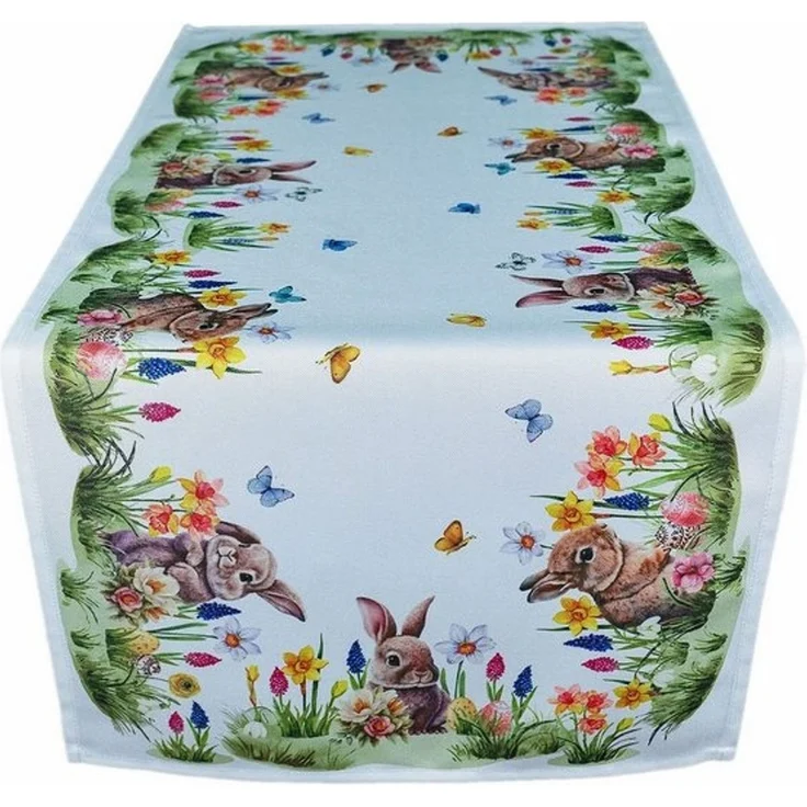 texpot Tischdecke Tischläufer Druck Osterhase Blumenwiese Ostern (1-tlg) – Bild 2
