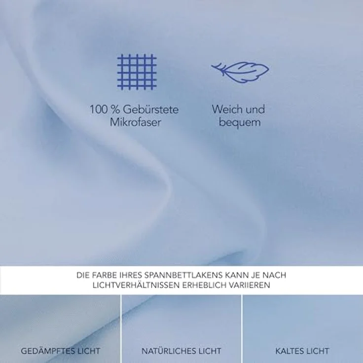 Dreamzie Spannbetttlaken 200x200 cm - Hoher Steg bis 33 cm - 100% Mikrofaser - Blau - Schadstoffgeprüft (Oeko TEX), Bettlaken mit Gummizug – Bild 5