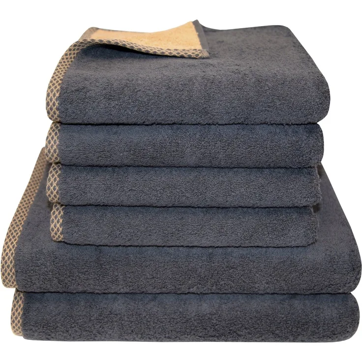 Dyckhoff Handtuch Set Golden Shades Rhomb, Walkfrottier (Set, 6-St), 4 Handtücher (50x100cm), 2 Duschtücher (70x140cm)