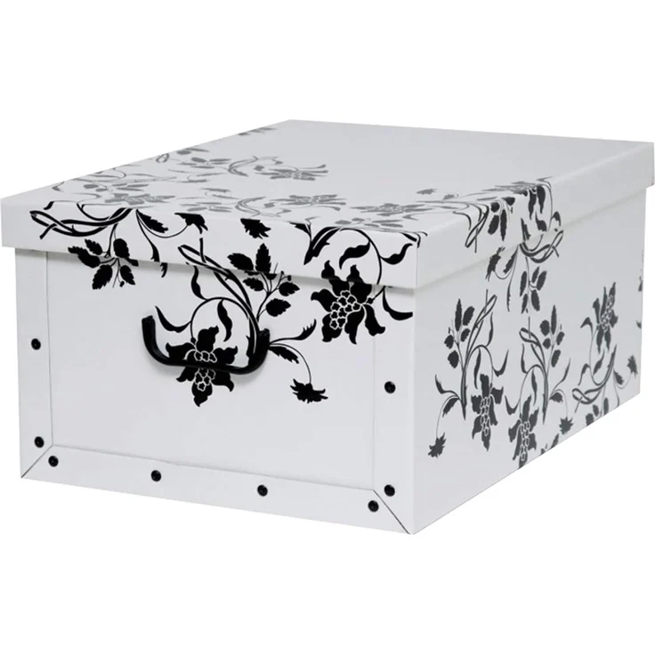 Kreher Aufbewahrungsbox Aufbewahrungsbox, Dekokarton - Motiv: Blumen Barock, Weiss – Bild 1
